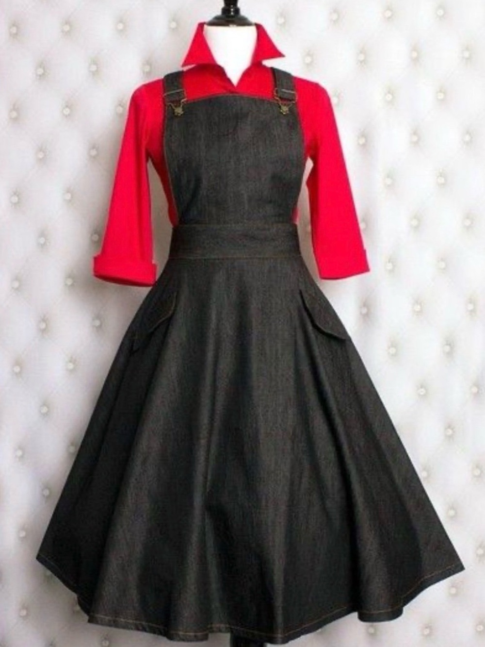Classic Denim Pinafore overall skirt /Dress